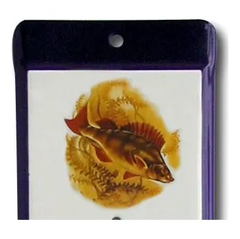 Domácí teploměr Venkovní teploměr smaltovaný, Modrobílý 500 x 95 mm, Motiv Okoun