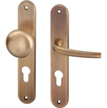 AC-T SERVIS Dveřní klika APOLL bronz - oválné štítové kování 72 mm Provedení štítu: Koule/klika - pravá