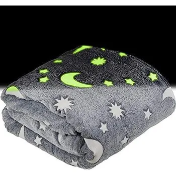 Dětský spotřebič Svítící deka Magic Blanket šedá s měsícem - 92x165 cm