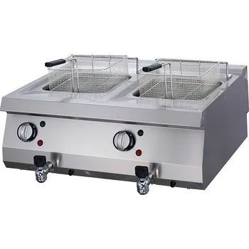 fritéza Maxima Fritéza pro vysoké zatížení - 2 x 12 l - elektrická - dvojitá - s vypouštěcím kohoutem - hloubka 70 cm