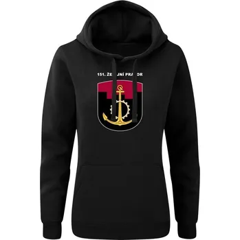 Dámská mikina Dámská mikina s kapucí 151. ženijní prapor - černá