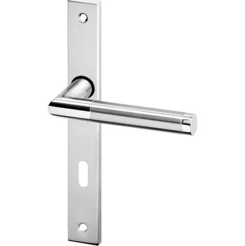 Dveřní kování AC-T SERVIS Dveřní klika LUKA nerez - úzké hranaté štítové kování 90 mm Provedení štítu: BB - obyčejný klíč