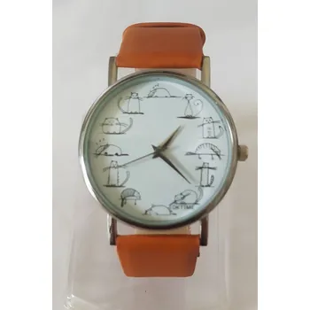 Hodinky Načančaná.cz Dětské hnědé Kočičí hodinky