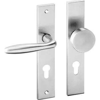 Dveřní kování AC-T SERVIS Dveřní klika Cina nerez - hranaté štítové kování 90 mm Provedení štítu: Koule/klika - levá