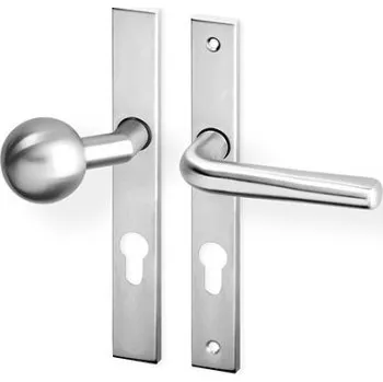 Dveřní kování AC-T SERVIS Dveřní klika SIRA nerez - úzké hranaté štítové kování 72 mm Provedení štítu: Koule/klika - pravá