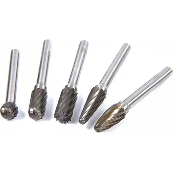 Brusný kotouč Karbidové stopkové frézy různých tvarů, stopka 6 mm, průměr 10 mm, pro neželezné materiály, 5 ks (TrueTech)