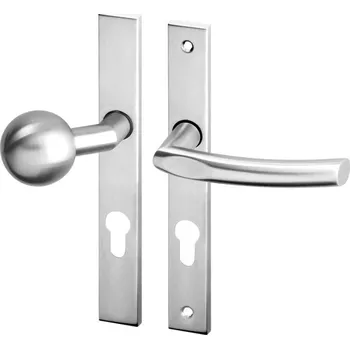 Dveřní kování AC-T SERVIS Dveřní klika ILSA nerez - úzké hranaté štítové kování 90 mm Provedení štítu: Koule/klika - pravá