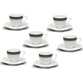 Thun 1794 Šálky s podšálkem, porcelán, Lea, kružnice, 150 ml, Thun, 6 ks