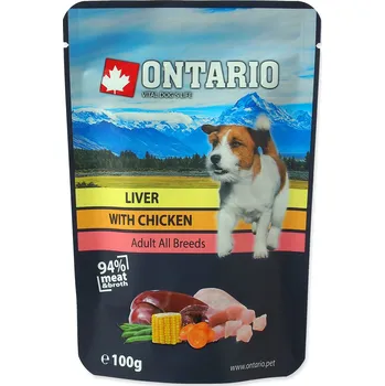 Krmivo pro psa 6ks Kapsička ONTARIO Dog Liver with Chicken in Broth 100g
