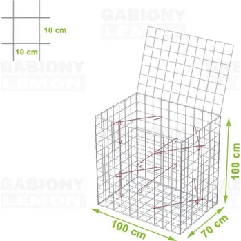 Plot Gabionový koš 100 x 70 x 100 cm oko 10 x 10 cm, s vrchní sítí