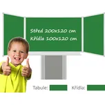 Consulta Třídílná keramická magnetická tabule Triptych 400/200x120 cm na zvedacím stojanu, zelená tabule, zelená křídla PRO-T88SZZZZZ