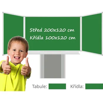 Consulta Třídílná keramická magnetická tabule Triptych 400/200x120 cm na zvedacím stojanu, zelená tabule, zelená křídla PRO-T88SZZZZZ