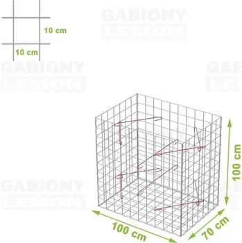 Plot Gabionový koš 100 x 70 x 100 cm oko 10 x 10 cm, bez vrchní sítě