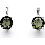 Zlaté náušnice, přírodní vltavín, bílé zlato, NK 1252