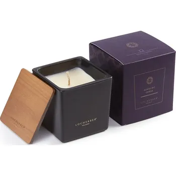 Svíčka Locherber Milano Vonná svíčka v černém skle s dřevěným víčkem s vůní KLÍNTO 1817 - 500 g LH441146