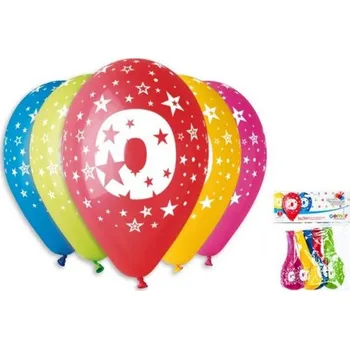 Balónek Nafukovací balonek 30cm číslice 0, 5ks v balení