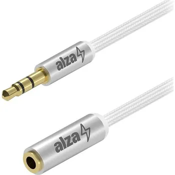Datový kabel AlzaPower AluCore Audio 3.5mm Jack (M) to 3.5mm Jack (F) 2m stříbrný
