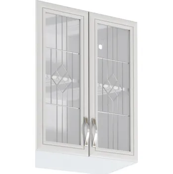 Kuchyňská skříňka Tempo Kondela Horní skříňka G60S se sklem, bíla/sosna Andersen, SICILIA