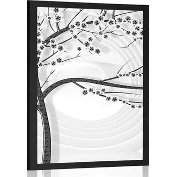 Plakát Dovido Plakát moderní černobílý strom na abstraktním pozadí