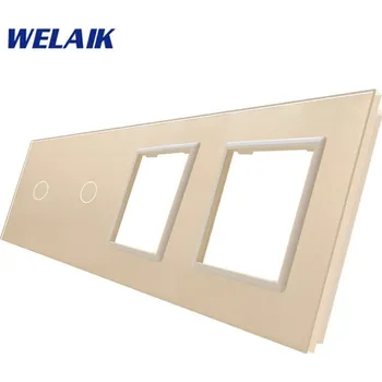vypínač WELAIK čtyřnásobný skleněný panel 1+1+zás+zás- ivory creme