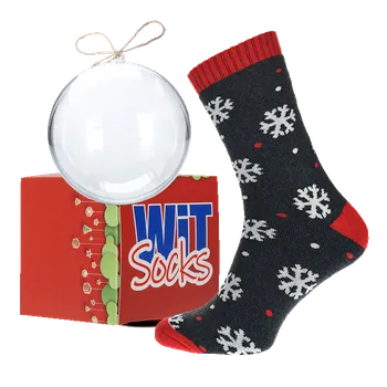 Pánské ponožky Termo Vločky šedé ve vánoční kouli + krabička - velikost 43-46 (Velikost 43-46)