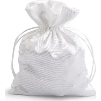 Dárková krabička Saténový dárkový sáček, pytlík se stahovací stužkou, bílá, 13x18cm