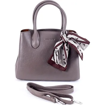 Malá tříoddílová tmavěšedá kabelka do ruky David Jones CH21035A se šátkem