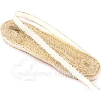 Stuha Bílá stuha se zlaceným okrajem šíře 9 mm, návin 10 m