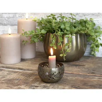 Svícen Mosazný antik svícen na úzkou svíčku Miebo - Ø 7,5*5 cm