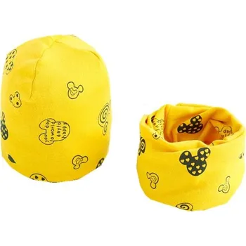 Čepice Set čepice a teplý krční límec - Myšák Barva: Žlutá, Velikost: L (3-8Y)