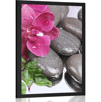 Plakát Dovido Plakát kvetoucí orchidej a wellness kameny