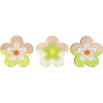 Vánoční dekorace Kytka dřevěná 6,5 cm na kolíčku 3 ks