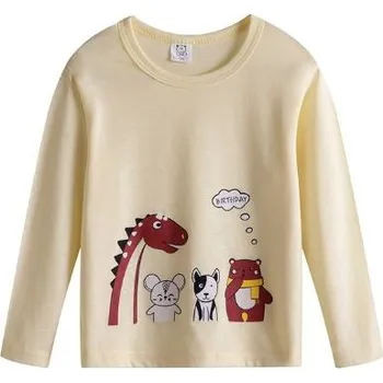 Čína Dětská trika s dlouhým rukávem - různé malované motivy Barva: sv. žlutá, narozeniny, Velikost: 100/3T