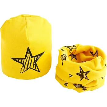 Čepice Set čepice a teplý krční límec - Hvězda Barva: Žlutá, Velikost: L (3-8Y)