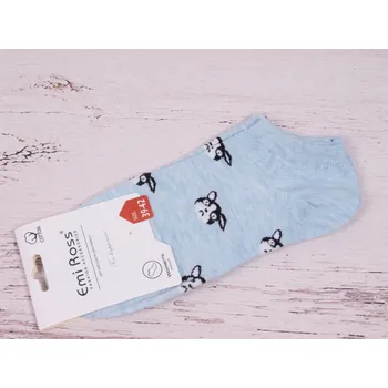 Dámské ponožky Ponožky Emi Ross nízké kotníkové sv. modré s pejsky velikosti ponožek: 26-28 (EUR vel. 39-42)