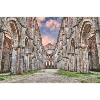 Fototapeta DIMEX | Vliesová fototapeta San Galgano Siena MS-5-1026 | 375 x 250 cm| zelená, modrá, oranžová, šedá + Vliesová fototapeta na stěnu DIMEX San Galgano Siena MS51026 v rozměru 375 x 250 cm + lepidlo zdarma