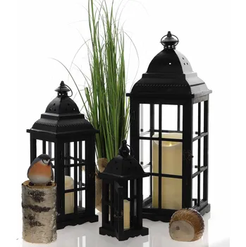 Lucerna Dřevěná lucerna MSL3552BLACK - 35 cm