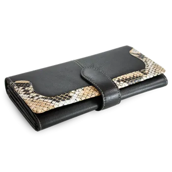 Peněženka Arwel Dámská psaníčková peněženka se zápinkou s motivem hada - česká výroba; černá