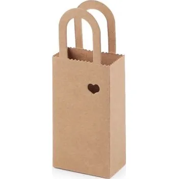 Dárková taška Miniaturní dárková taška přírodní, s výsekem srdce, 5x9x3cm, 1ks