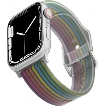 Řemínek na hodinky Matný průsvitný silikonový řemínek s proužky pro Apple Watch 42mm / 41mm / 40mm / 38mm - černý