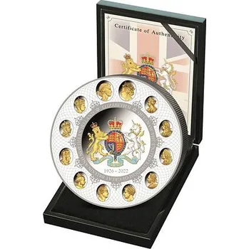 Exkluzivní stříbrná mince Královna Alžběta II. (H.M.Queen Elizabeth II.) 1 kg 2022 Color Gilded PROOF