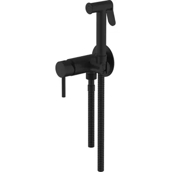 Sprchový set Bidetový nástěnný set s hadicí a kulatou Shut Off sprchou, černá KP103BK