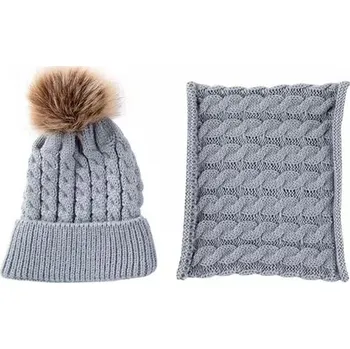 Čepice Dětská čepice a nákrčník Šedá