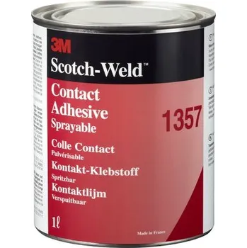 Průmyslové lepidlo 3M 1357 Scotch-Weld polychloroprenové výkonné lepidlo pro spojování pryží, látek, kovů, dřeva, pěnového skla, papírové voštiny, černé, 1 litr