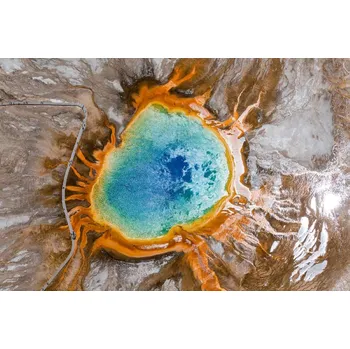 Fototapeta DIMEX | Vliesová fototapeta Duhová pramen, Yellowstone MS-5-3037 | 375 x 250 cm | modrá, oranžová, hnědá + Vliesová fototapeta na stěnu DIMEX Duhová pramen, Yellowstone MS53037 v rozměru 375 x 250 cm + lepidlo zdarma