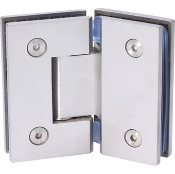 závěs na skleněné dveře EB1-RSK3, broušená nerez - nerezový pant mezi sklo a sklo 135°, 90 x 100 mm, tloušťka skla 8 - 10 mm, samozavírání +-15° a samozastavení +-90°-0°, broušená nerez K320/AISI304