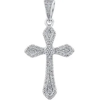 Šperk Stříbrný přívěsek křížek Arzal s čirými Brilliance Zirconia MW3075P