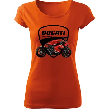 Dámské tričko Dámské tričko s motorkou Ducati Superleggera V4 oranžové