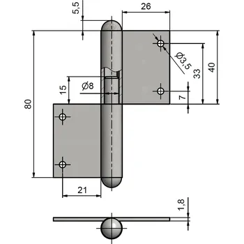 TKZ závěs okenní 80 L klasik (UR25) Povrch: Lak černý RAL9005