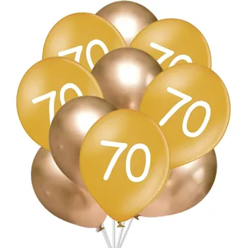 Balónek Balónky 70 narozeniny zlaté 10 ks 30 cm mix balonky.cz b81069